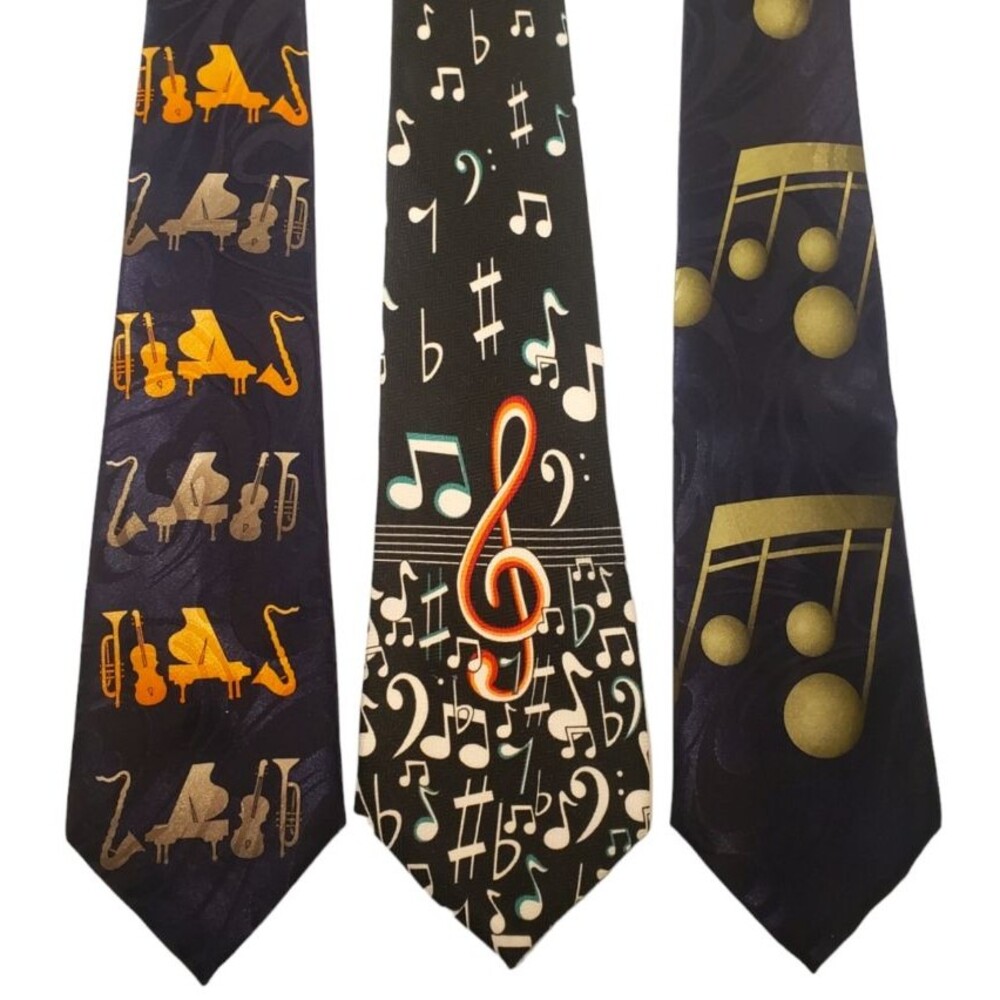 Music Notes Musical Instruments Ties #117A - Lot of 3 Novelty Neckties NWT Sale!